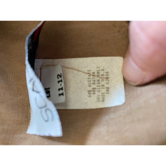 Vintage 80's Metal Beaded Studded Wrap Skirt Tulip Hem Tan Dress NWT size 11/12 - Picture 7 of 11